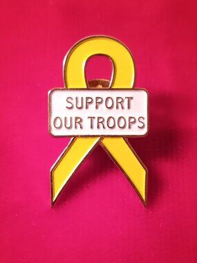 Support Our Troops Yellow Ribbon metal pin